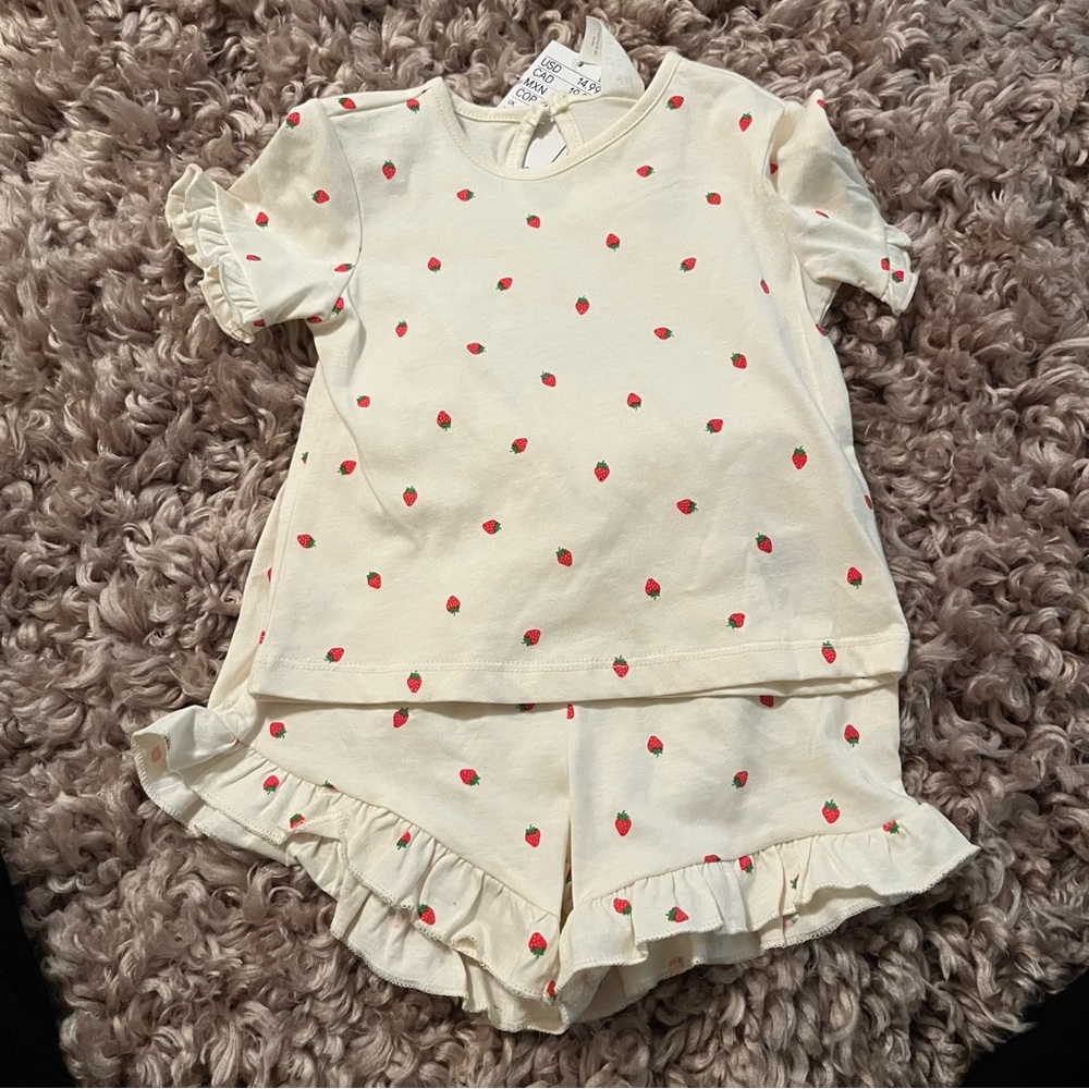 H&M Strawberry Print Shorts Set